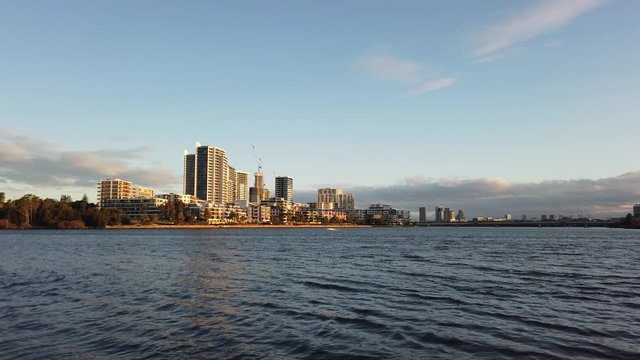 Rhodes building skyline across Parramatta River.