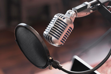 Microphone for interview in professional radio station