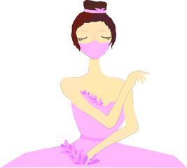 the girl in the mask,   fragile ballerina in a protective mask