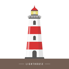 red and white lighthouse isolated vector illustration EPS10