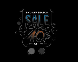 40% OFF Sale Discount Banner. Discount offer price tag. Vector Modern Sticker Illustration.