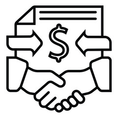 Handshake and money icon vector