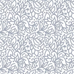 Behang Floral monoline naadloze patroon achtergrond, textieldruk. Hand getekend eindeloze vectorillustratie van bloemen op lichte achtergrond. Bloem thema bruiloft. Zomer collectie © timonko