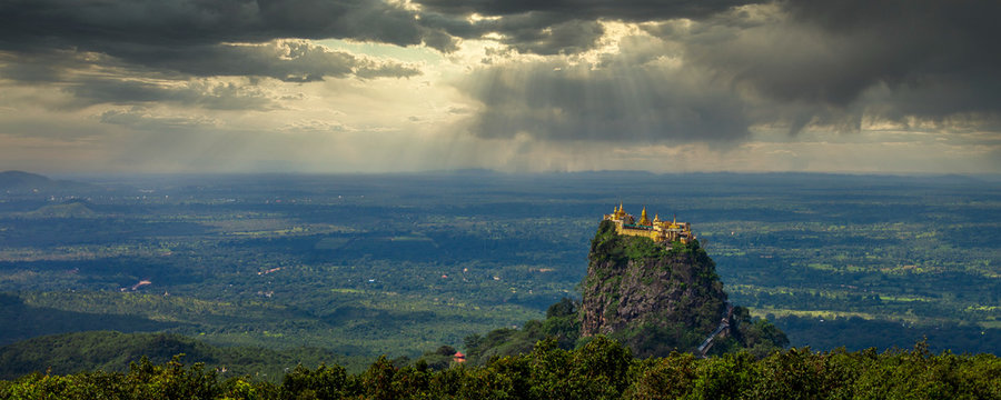 Mt.Popa os Mount Popa Myanmar, Beautiful buddhist Burmese landmark temple ancient building architecture in Asian, Burmese mythology ghost this place is the old volcano, Mandalay, Myanmar, Asia.