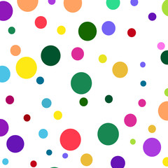 Festive background with multicolored confetti. Yellow, pink, blue circles but against a white background. Flying confetti. eps 10