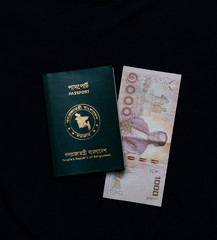 Bangladesh passport with Baht