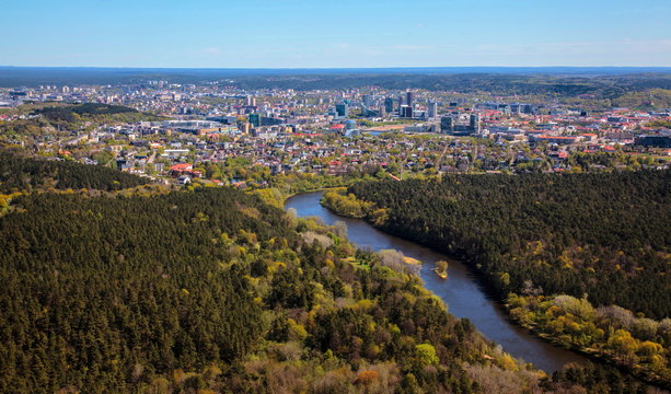 Fototapeta Aerial view of the city of Vilnius