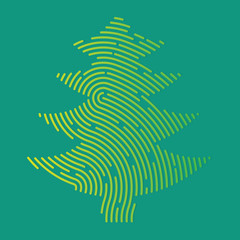 christmas tree filled with fingerprint pattern - vector illustration