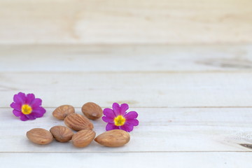 Healthy food, nuts on a wooden background