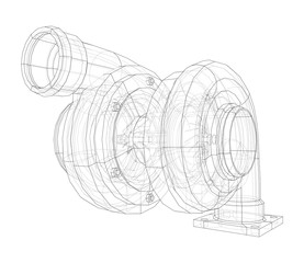 Automobile turbocharger concept outline. Vector