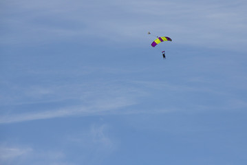 Naklejka na ściany i meble Paragliding over Fox Glacier, South Island, New Zealand