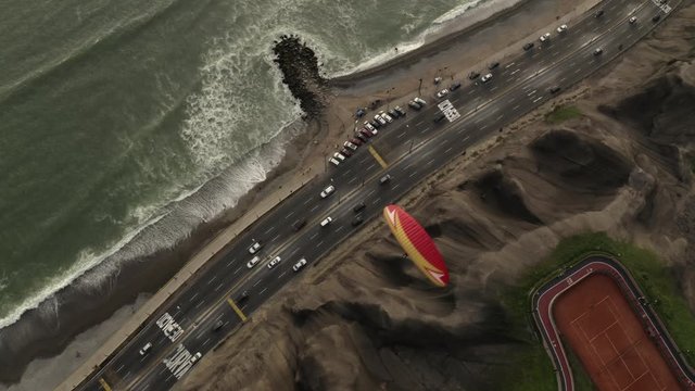 Drone shot of the coast of Lima
