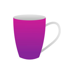 Purple mug with a large handle.Flat illustration.Tea party.Tableware for the office or kitchen.A cup.Vector illustration.