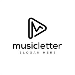 Initials letter M for music logo designs