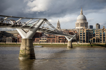 Fototapeta na wymiar millennium bridge and st paul's cathedral london