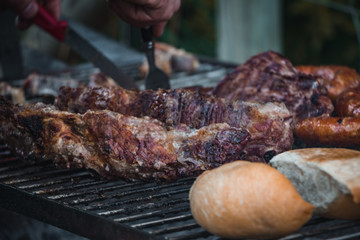 grilled meat barbecue on the grill
