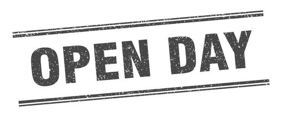 open day stamp. open day label. square grunge sign