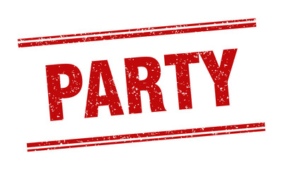 party stamp. party label. square grunge sign