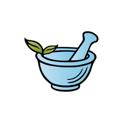Pharmacy icon , Herbal pharmacy symbol ,  Pestle and Mortar vector illustration design template