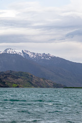 Fototapeta na wymiar Landscapes of Wanaka lake. Snow and water. South Island, New Zealand
