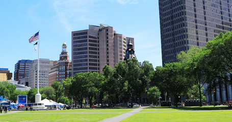 Scene of downtown New Haven, Connecticut, United States - obrazy, fototapety, plakaty