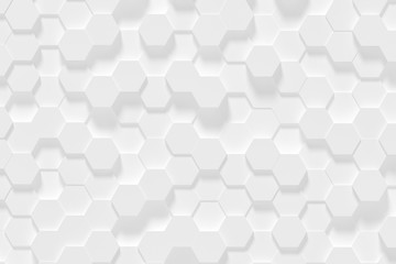 Hexagonal white abstract background - 3d abstract hexagons rendering.