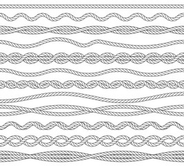Fototapeta Nautical ropes monochrome outline vector illustrations set obraz