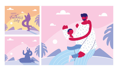 set of cards of the happy fathers day