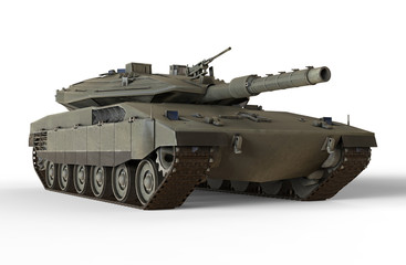 Fototapeta na wymiar Military Tank isolated on white background – 3D Render