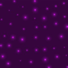 Starry background. Stars evenly scattered on pink background. Appealing glowing space cover. Stylish vector illustration.