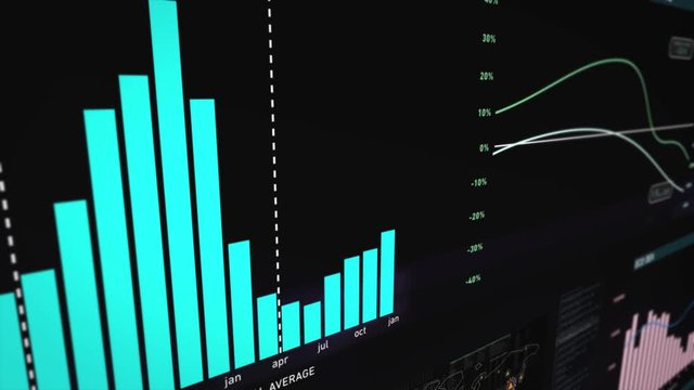 Flight through digital animation of diagrams, data sets, curves and information for screens, monitors and digital walls