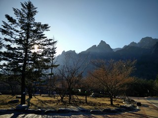 Scenic View Of Seoraksan Mountain Against Clear Sky
