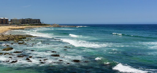 Shortland Esplanade and South Pacific Ocean in Newcastle, NSW, Australia.