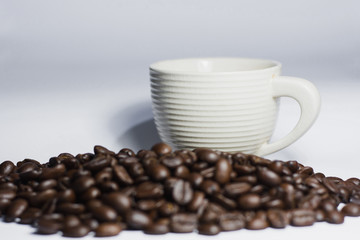 coffee beans and cup
