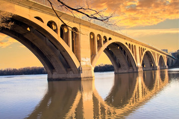 Key Bridge in Georgetown Washington DC over the Potomac River	