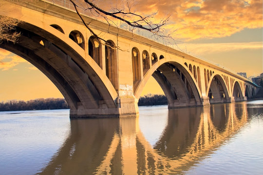 Key Bridge in Georgetown Washington DC over the Potomac River	