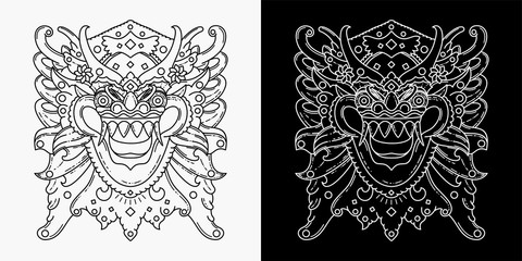 barong monoline tattoo design