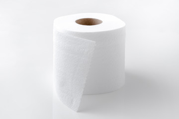 Toilet paper roll on white background.