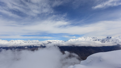 View of the Main Caucasian Ridge from the top of Igba ridge, Sochi, Russia