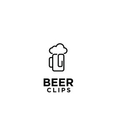 simple mug beer clip logo icon design template