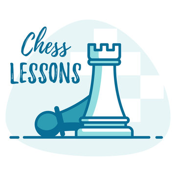 Chess lessons vector concept. Template for Chess club or Chess school. Vector flat icon