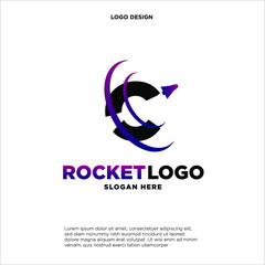 Obraz premium Initial letter C rocket logo design