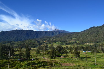 Fototapeta na wymiar mountain landscape and mountains in Ilaga Village Papua Indonesia