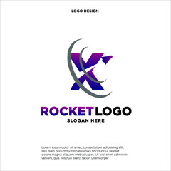 Initial letter X rocket logo design