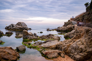 Lloret de Mar beach in Costa Brava of Catalonia, Spain.