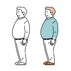 中年男性肥満体型のイラスト