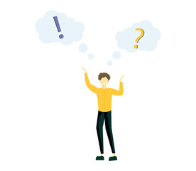 Vector illustration, concept illustration of frequently asked questions of exclamation marks and question marks, metaphor question answer