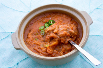 Ground soybean stew which is called Kongbiji-jjigae in Korea