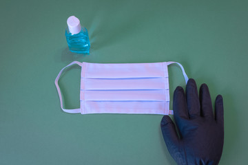 Masque et gant pour la protection contre virus, allergie, épidémie et pandémie mondiale. Pour...