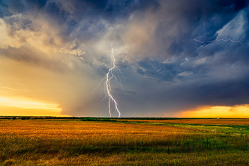 lightning over the field